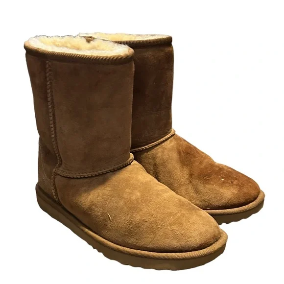 UGG Women's Soft Brown Suede Sherpa Lined Classic Ugg Winter Boot-Size 5 - Picture 3 of 13